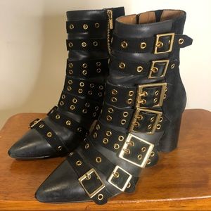 Black Boots with Gold Buckles: Sz 40
